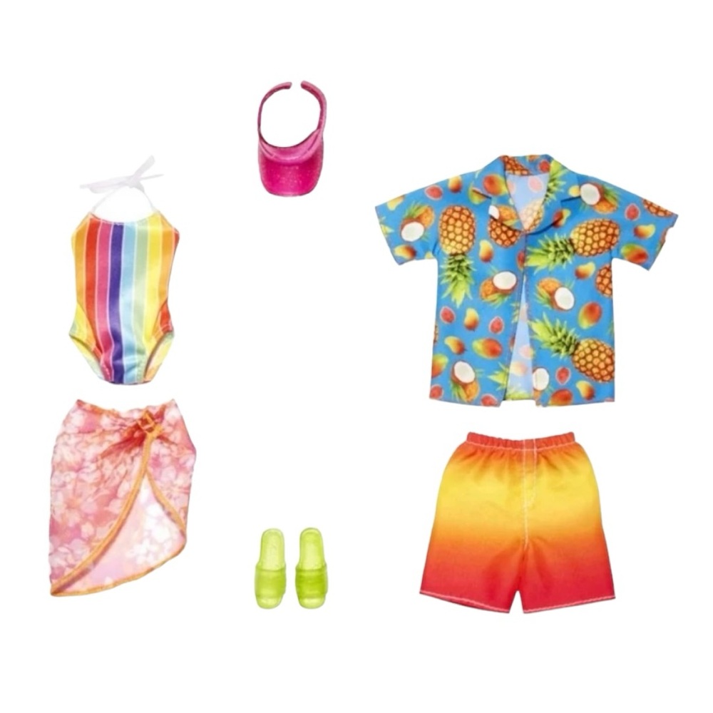 Barbie Fashions Doll Clothing Beach 2-Pack for Barbie and Ken (2 Swim Outfits)